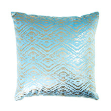 Load image into Gallery viewer, Velvet Throw Pillow in Teal/Gold, 16&quot;