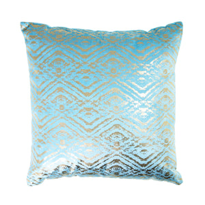 Velvet Throw Pillow in Teal/Gold, 16"