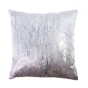 Velvet Pillow in Cream and Silver, 16"