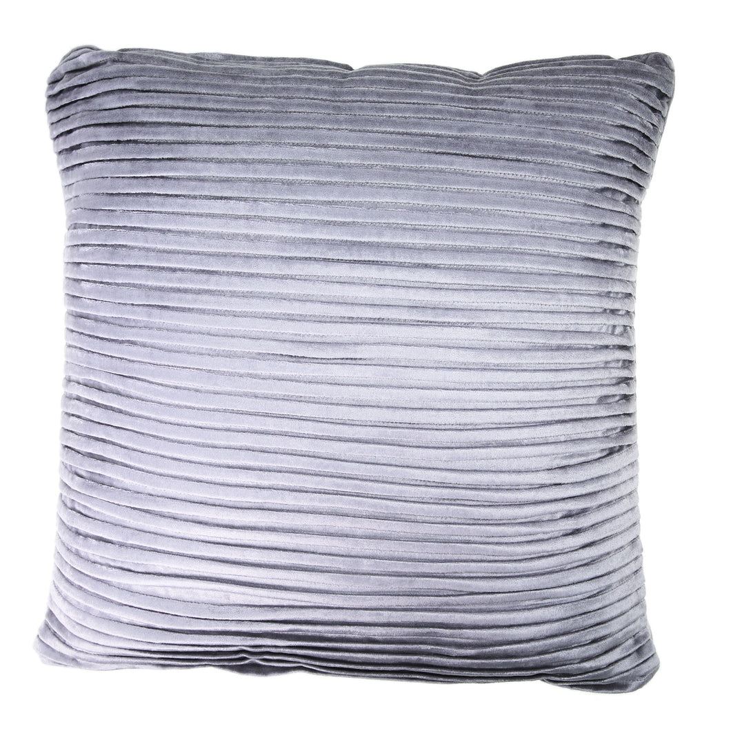 Pleated Velvet Throw Pillow in Grey 20x20