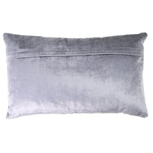 Load image into Gallery viewer, Velvet Lumbar Pillow with Shimmery Embroidery in Light Grey and Silver, 12x20