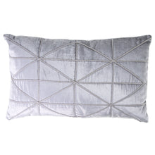 Load image into Gallery viewer, Velvet Lumbar Pillow with Shimmery Embroidery in Light Grey and Silver, 12x20