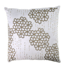 Load image into Gallery viewer, Cream Velvet Pillow with Gold Beadwork, 18x18